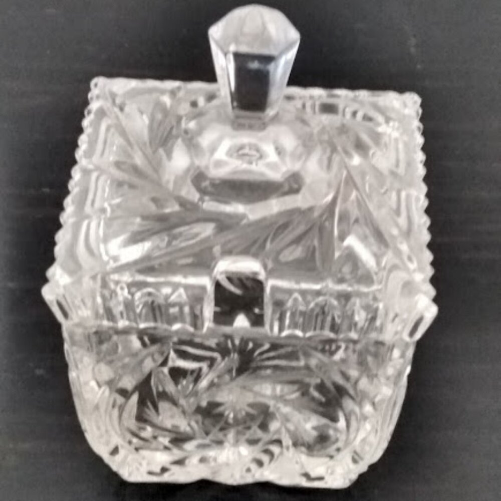 Vintage Pinwheel Square Sugar Condiment Dish with Lid